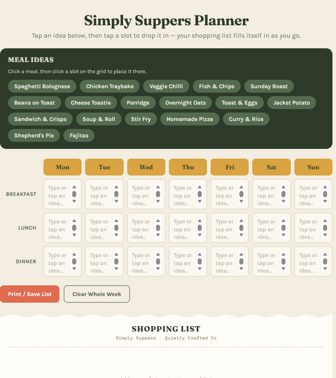 Simply Suppers Planner