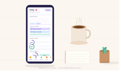 ADHD Focus & Flow Digital Planner — Interactive
